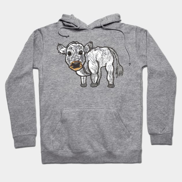 Grey fluffy cow Hoodie by carvediam